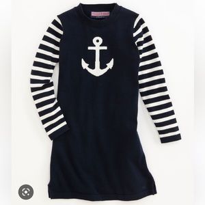 Vineyard Vines long sleeve nautical crew neck sweater dress navy/white NWOT